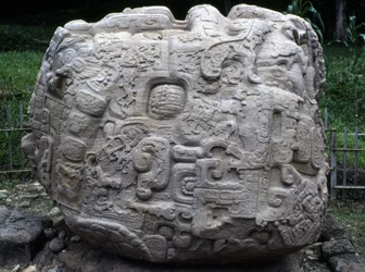 Side View of Zoomorphic Stone P, Late Classic Period (600-900 AD)